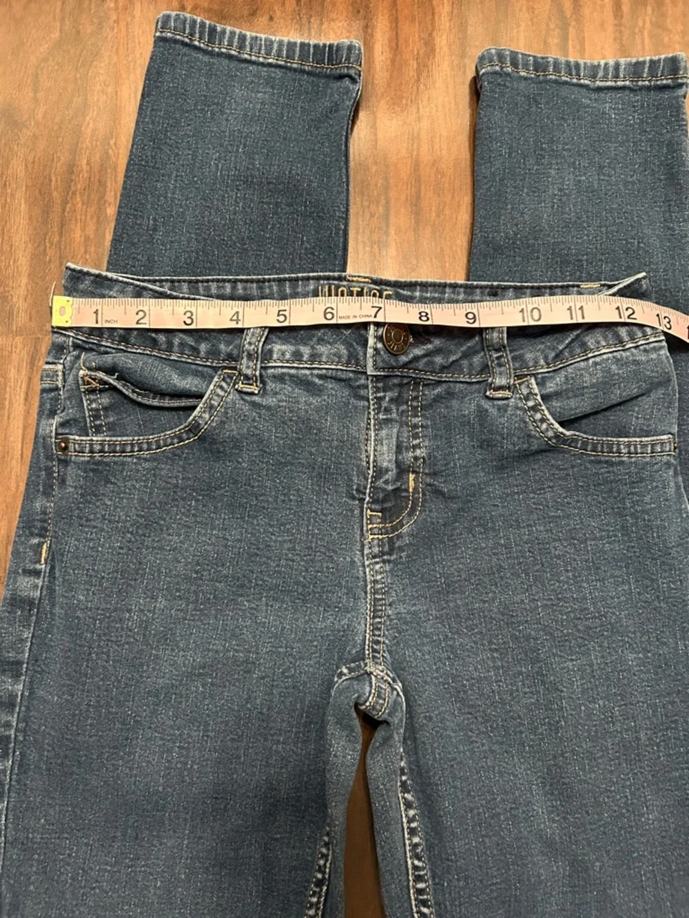 Justice Girls Dark Wash Mid Rise Super Skinny Jeans